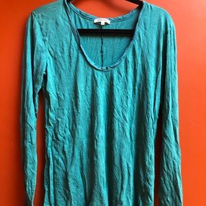 Cotton Citizen Teal Long Sleeve Scoop Neck Shirt S